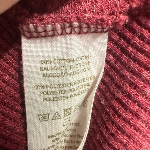 Free People Sweater Top Flowy Thermal Babydoll Western Boho Red Fall Size Small - Picture 6 of 7